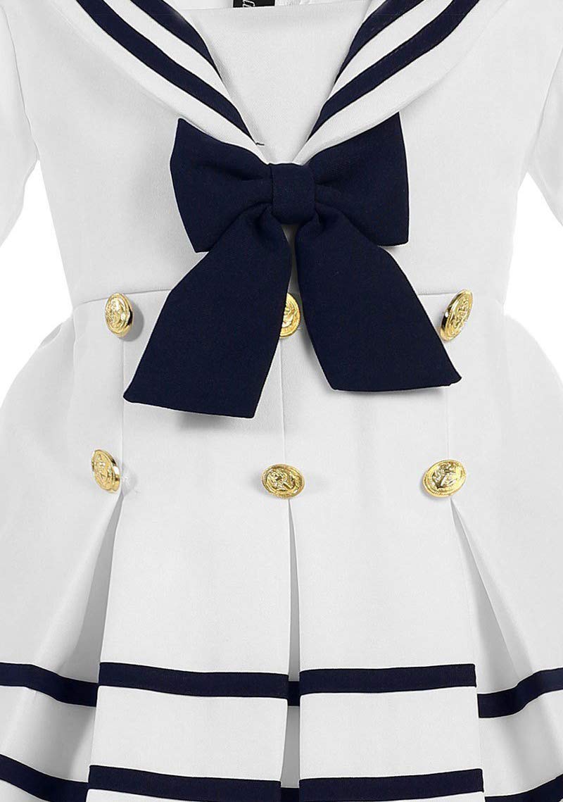 iGirlDress Baby Toddler Girls Nautical Sailor Dress with Hat 4T White