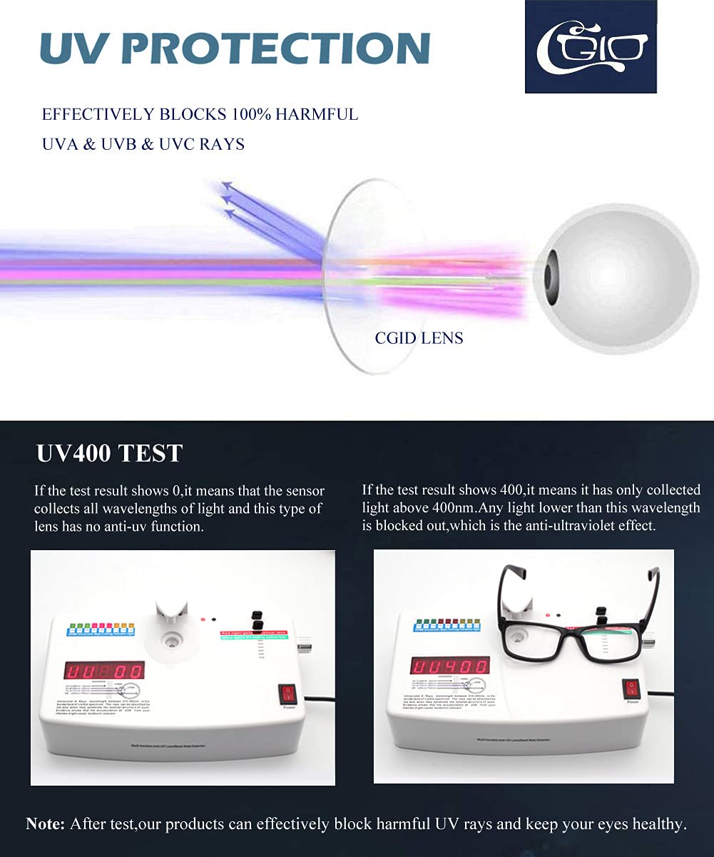 CGID Fake Glasses Clear Lens Non-Prescription Retro Rectangle UV400 Unisex