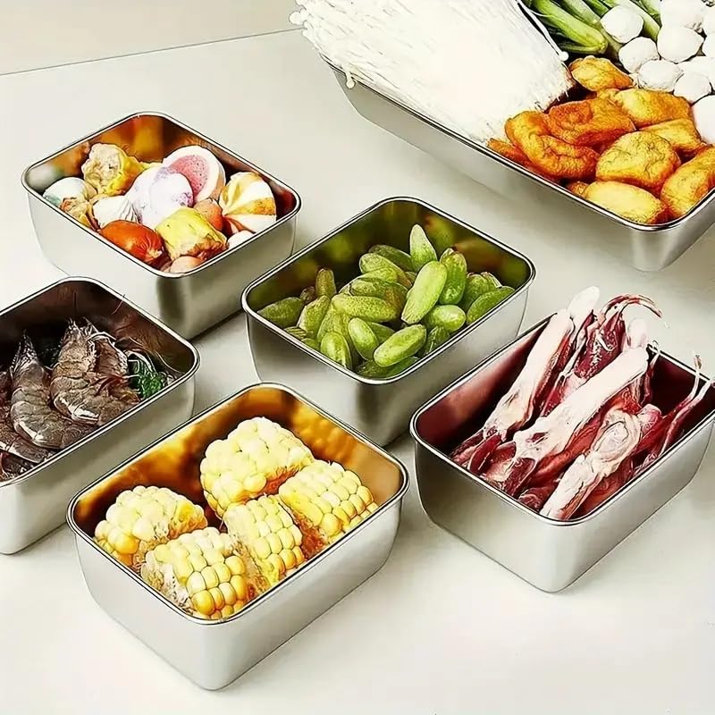 Souso 6pcs Stainless Steel Stacking Food Containers with Lids, Reusable Snack &