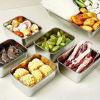 Souso 6pcs Stainless Steel Stacking Food Containers with Lids, Reusable Snack &