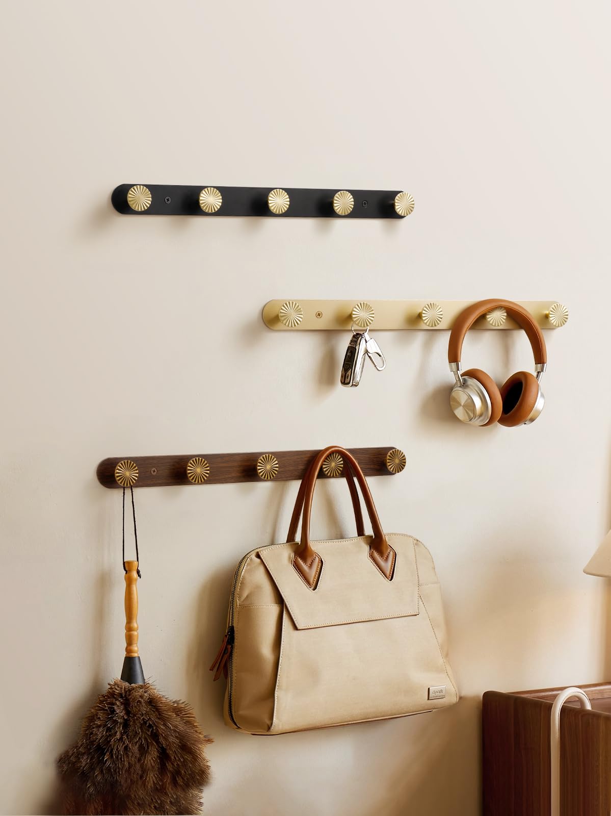 JIASENBAO 1 Pack Coat Rack Wall Mounted Gold Brass Towel Hooks for Bathrooms