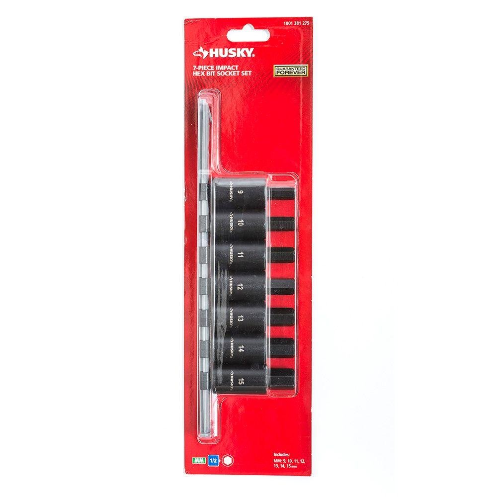 Husky 1/2 in. Drive Hex Bit Impact Socket Set MM (7-Piece) H2DMMHBI7PC