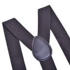 HOOENG Men's Y-Back Suspenders Adjustable 3 Metal Clips 1" Black
