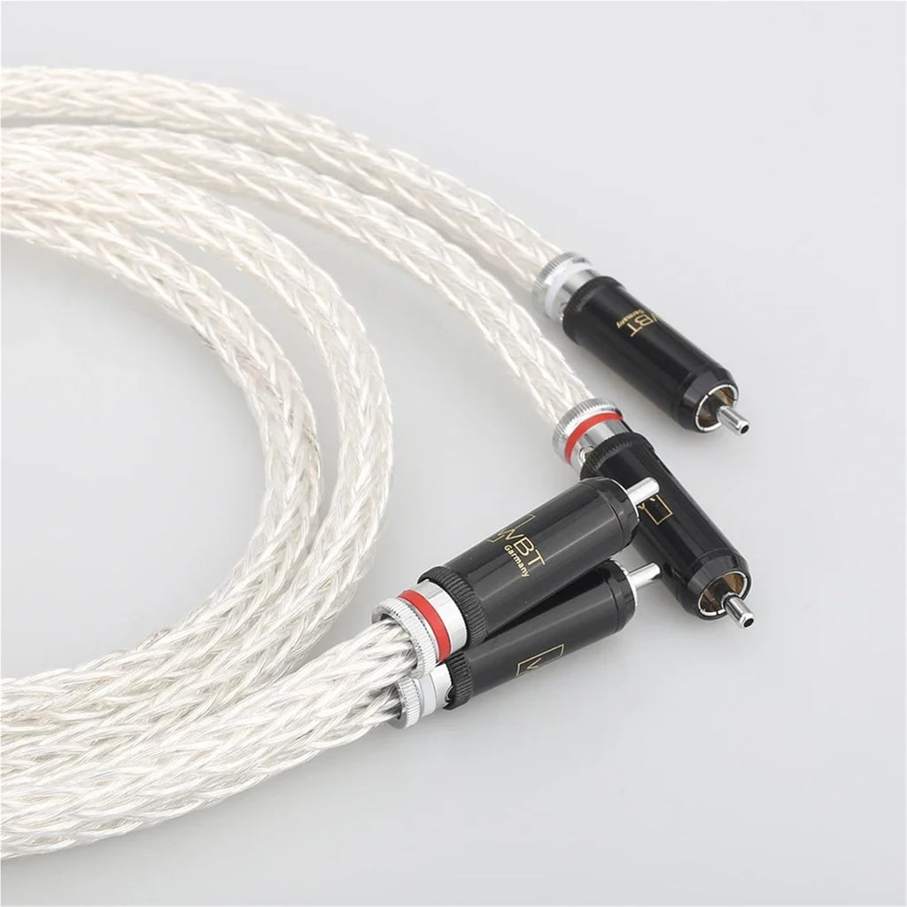 VCIMZUL HiFi Silver Plated 8AG 16 Strands Audio Cable 2RCA to 2RCA with WBT RCAA Plug High Fidelity Sound Transmission Cable(0.5m)