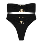 RARITYUS Women Bikini Metal Ring High Waist Two Piece Set Push Up Sexy Summer