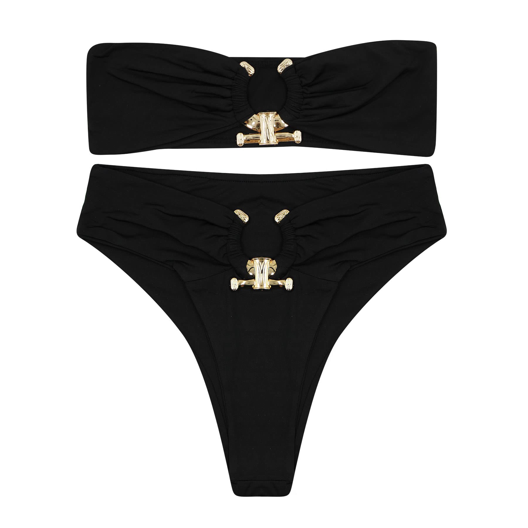 RARITYUS Women Bikini Metal Ring High Waist Two Piece Set Push Up Sexy Summer