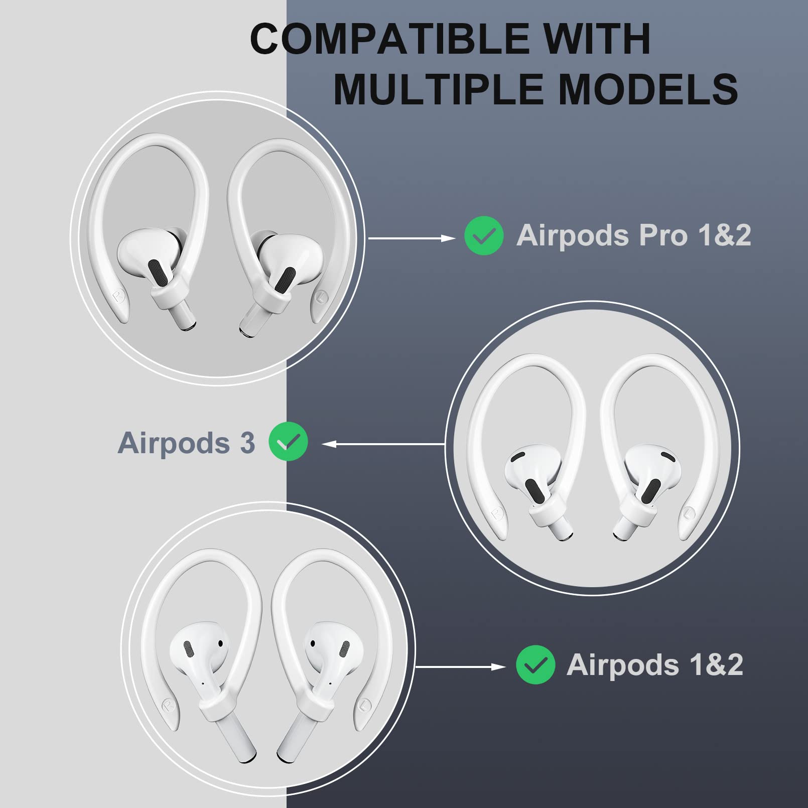 ICARERSPACE 2 Pairs AirPods Ear Hooks for AirPods Pro 2, Pro, 4, 3, 2 & 1 -