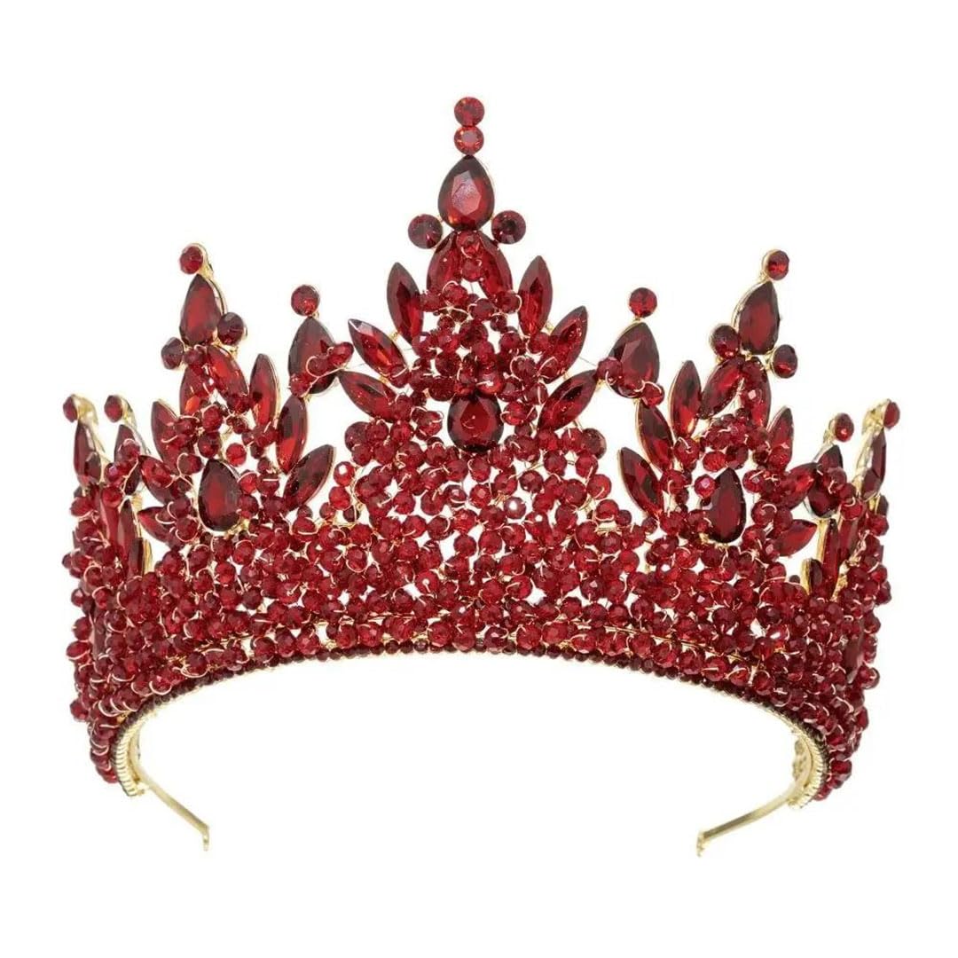 Women Crystal Crown Tiara Gold Alloy Headpiece Wedding Prom Hair Accessory (Gold