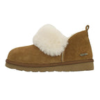 PAMIR Women's Winter Warm House Shoes & Slipper Boots - Indoor Outdoor Ankle Booties with Genuine Suede, Sheepskin Trim & Memory Foam, Chestnut, Size 8 US