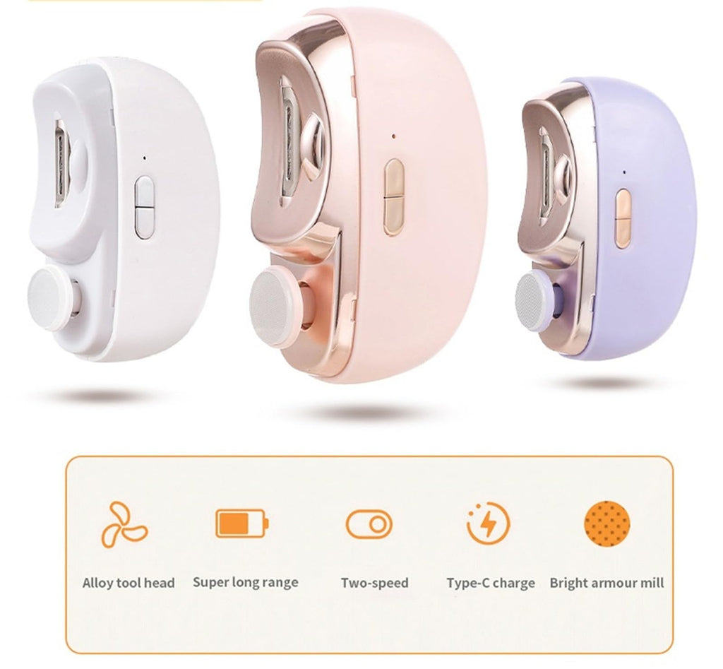 Automatic Safety Electric Nail Clipper LED Light Portable Polishing Trimmer for