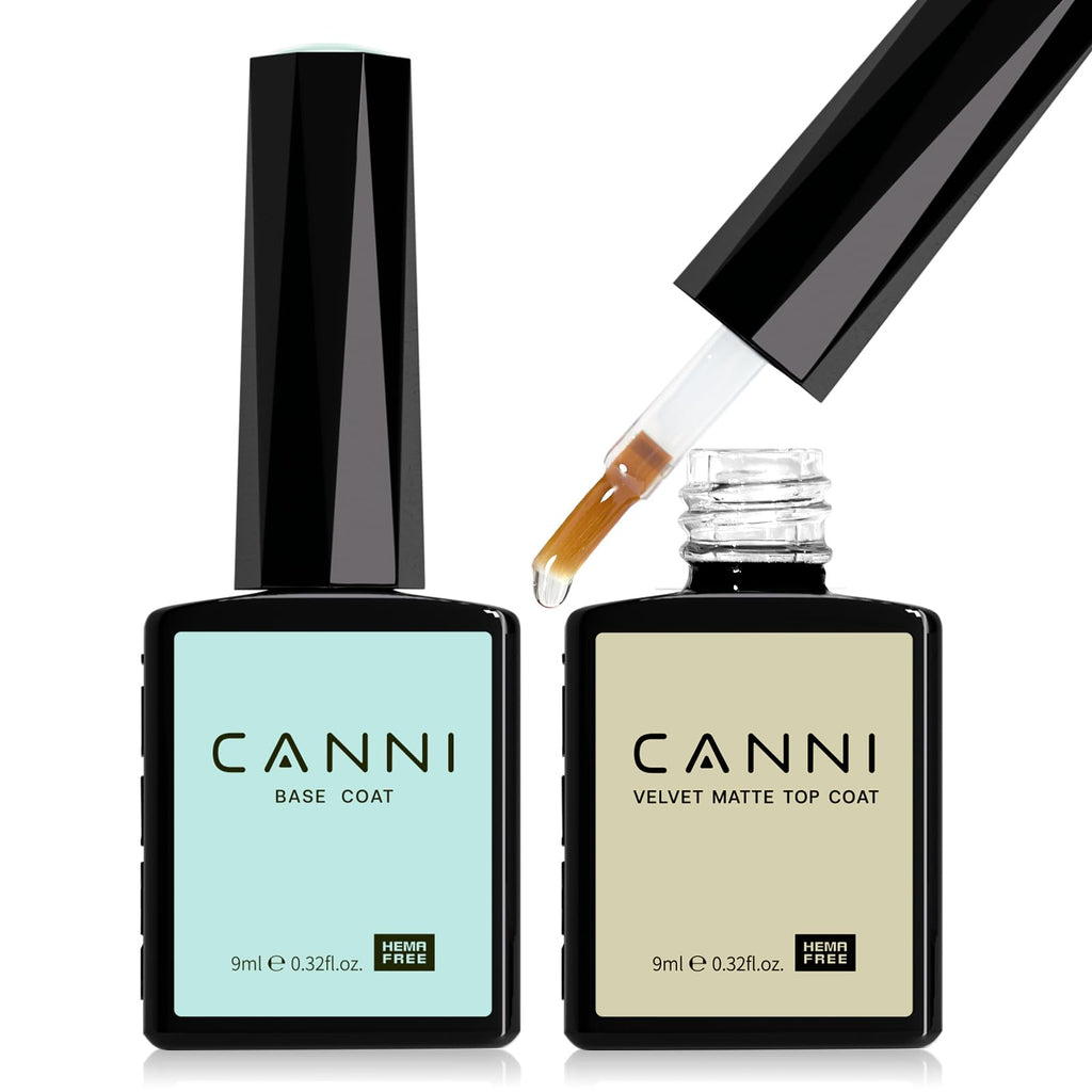 CANNI 2Pcs Matte Gel Top Coat and Base Coat Set- No Wipe Long Lasting Matte Top