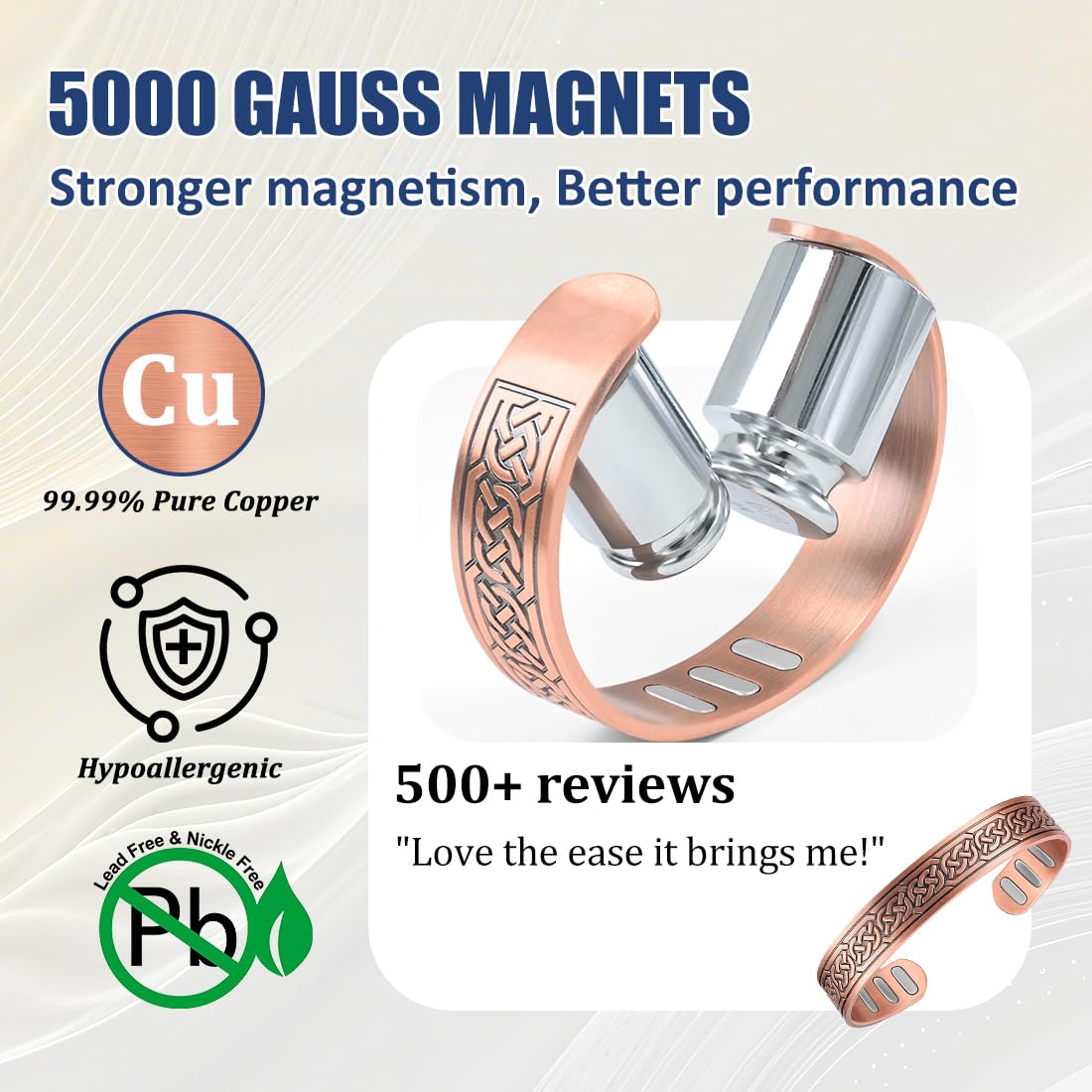 Vicmag Copper Bracelet for Men 9X Strength Magnetic Bracelet Men 99% Pure Copper