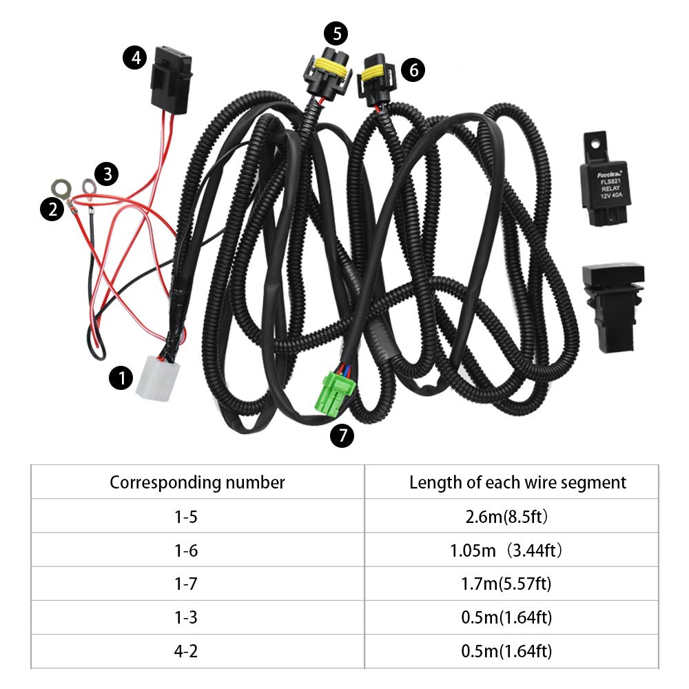 HUIQIAODS H11 880 881 H9 Fog Light Lamp Wiring Harness Socket Wire Connector