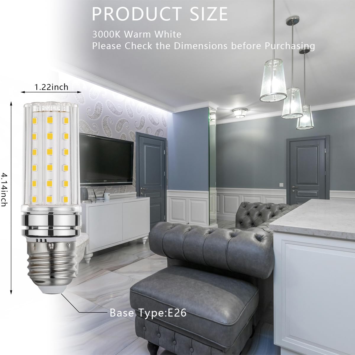 BOGAO E26 LED Bulb 12W 6000K White 80-100W Equivalent Bright Light