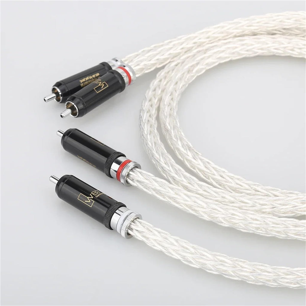 VCIMZUL HiFi Silver Plated 8AG 16 Strands Audio Cable 2RCA to 2RCA with WBT RCAA Plug High Fidelity Sound Transmission Cable(0.5m)