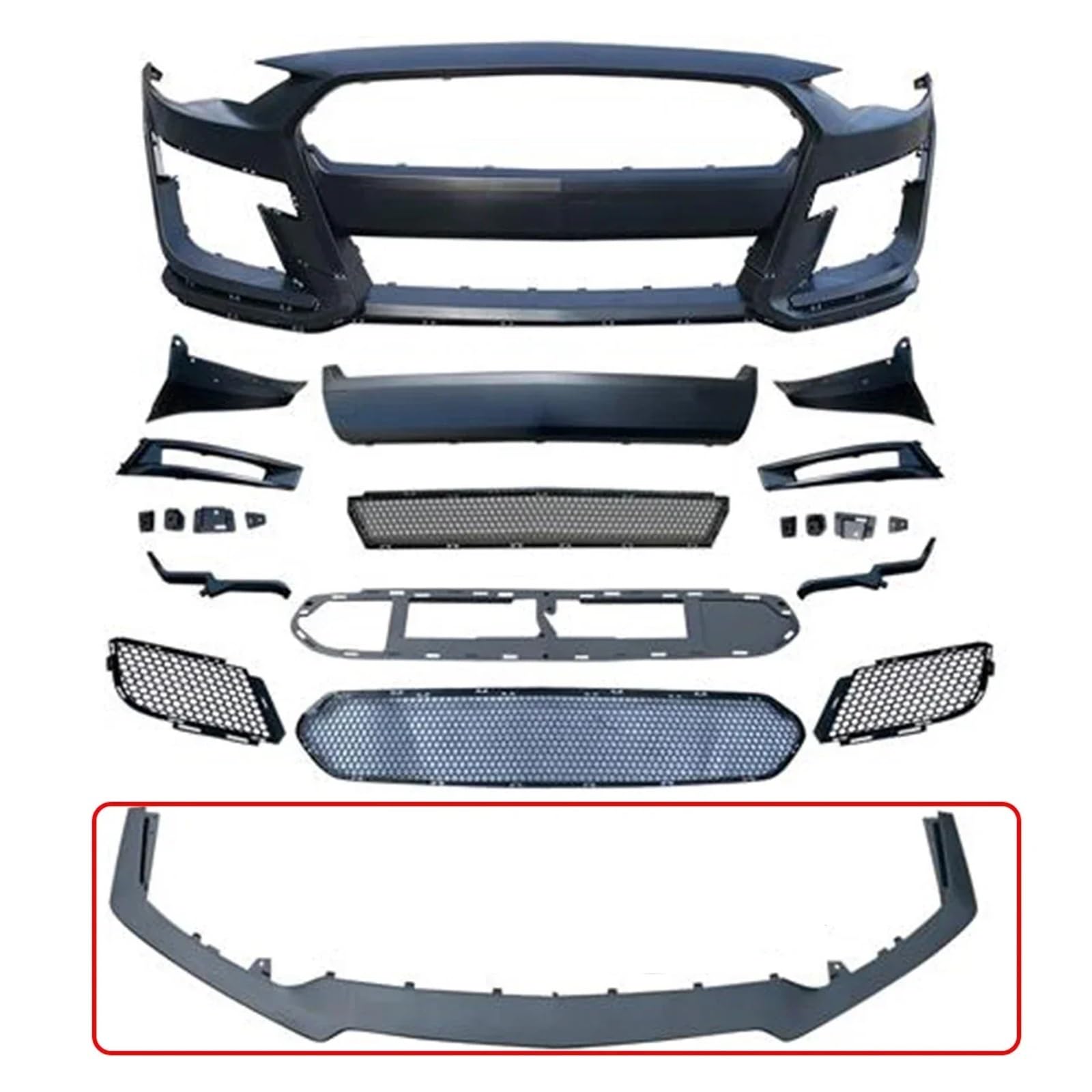 Ford Mustang 2015-2021 GT500 Front Bumper Lip Splitter Matte Black Replacement
