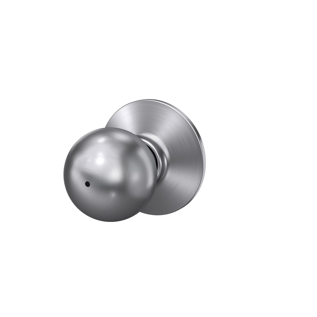 SCHLAGE Orbit Bed/Bath Privacy Door Knob with Lock, Satin Chrome