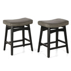 Erste!Bravo Grey Solid Wood Bar Stools Set of 2 for Kitchen Counter Height