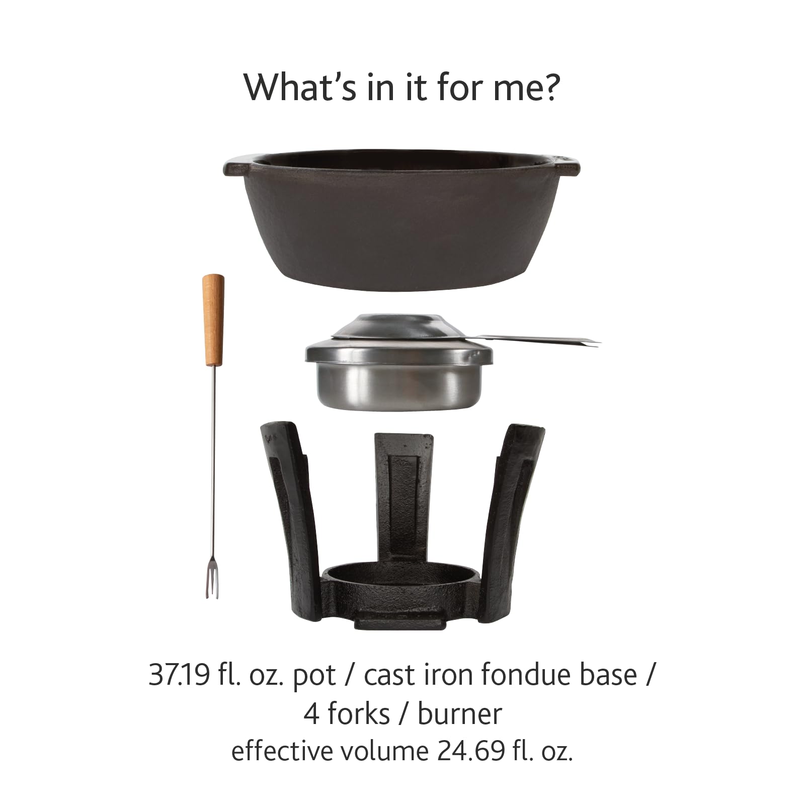 BOSKA Round Cast Iron Fondue Pot Party Pro Burner 4 Forks All Stove Cheese