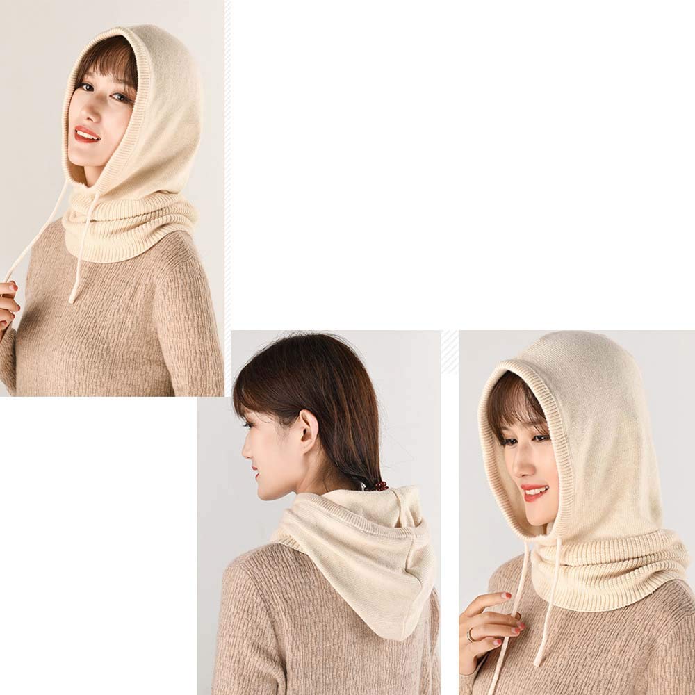 YEKEYI Women Balaclava Hood hat Winter Cashmere Knitted Beanie Hats Ski Mask Ski