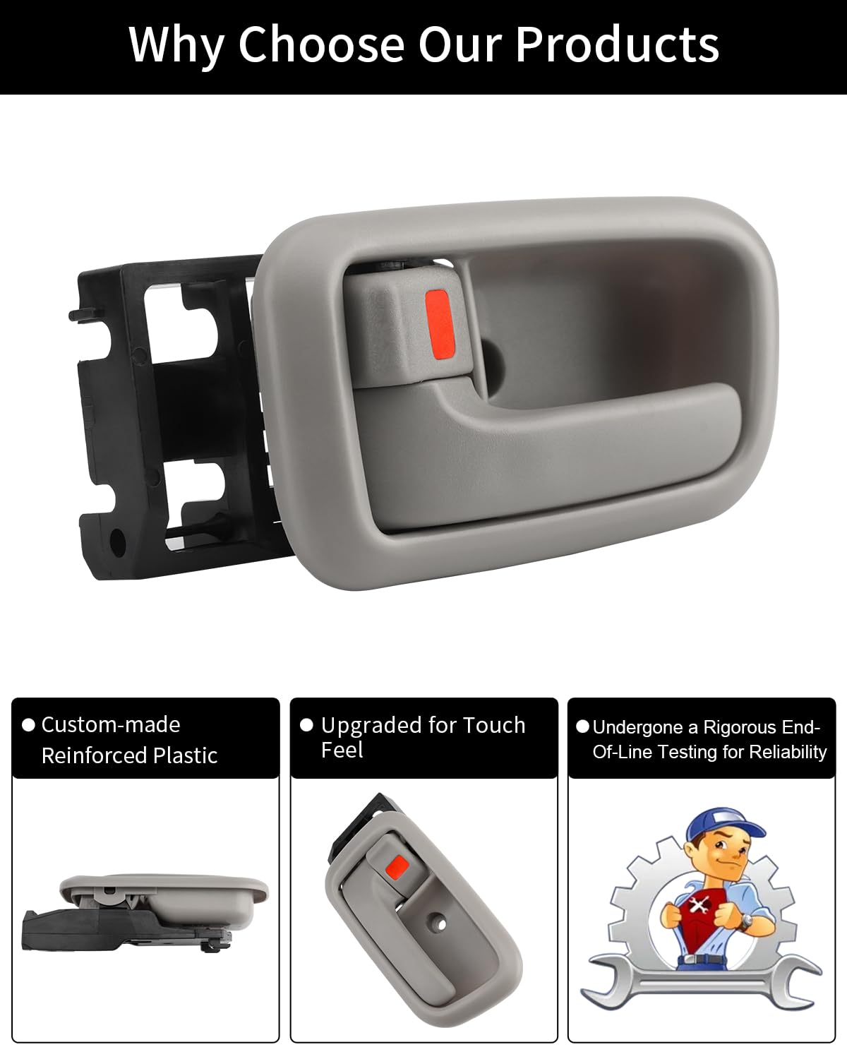 Gledewen Interior Door Handle with Bezel, Compatible with Toyota Tundra