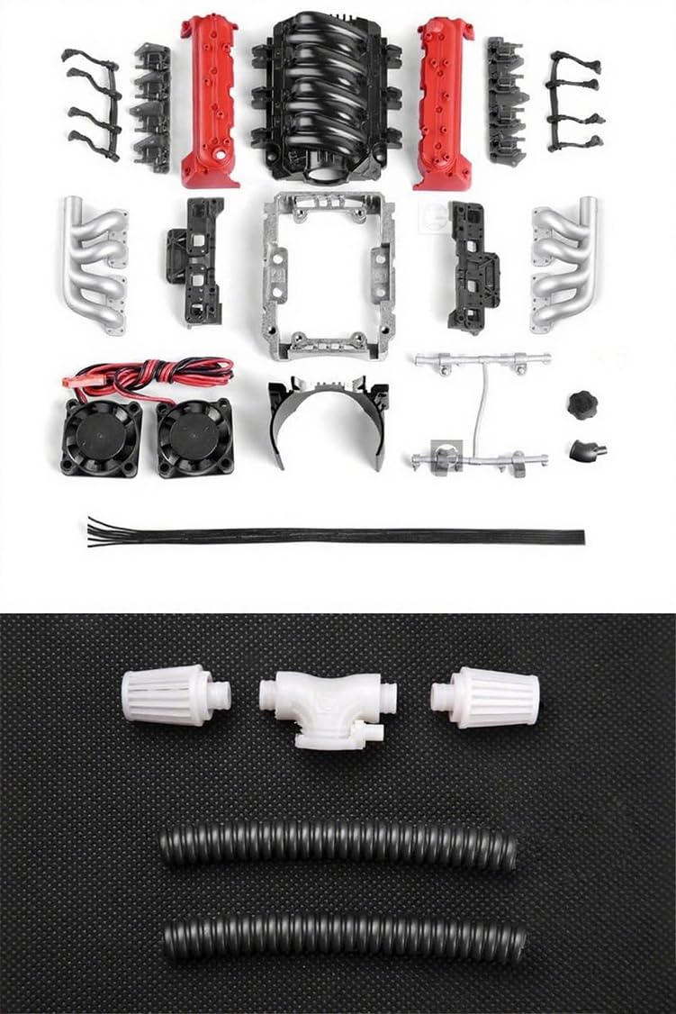 LS7 V8 Simulation Engine Radiator Motor Cooling Fan for 1/10 RC Cover Car TRX-4