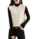 Ailaile Knitted O-Neck Vest Women's Sweater 100% Merino Wool Sleeveless Pullover