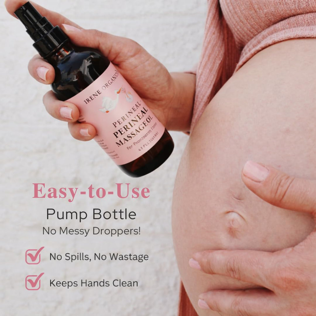 Organic Perineal Massage Oil Spray by Irene Organics for Pregnancy and