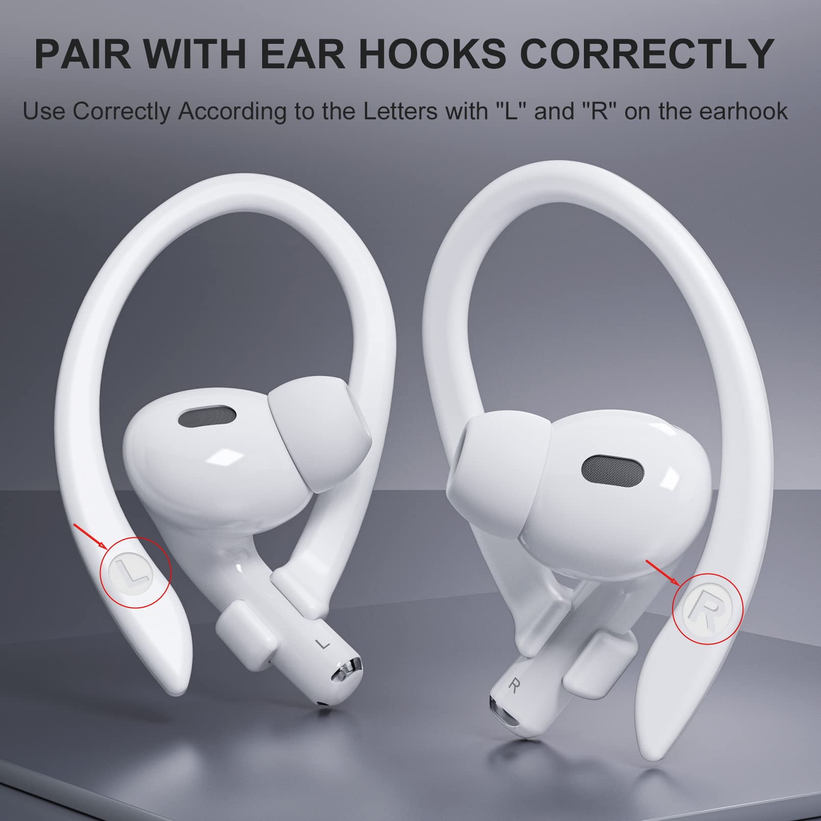 ICARERSPACE 2 Pairs AirPods Ear Hooks for AirPods Pro 2, Pro, 4, 3, 2 & 1 -