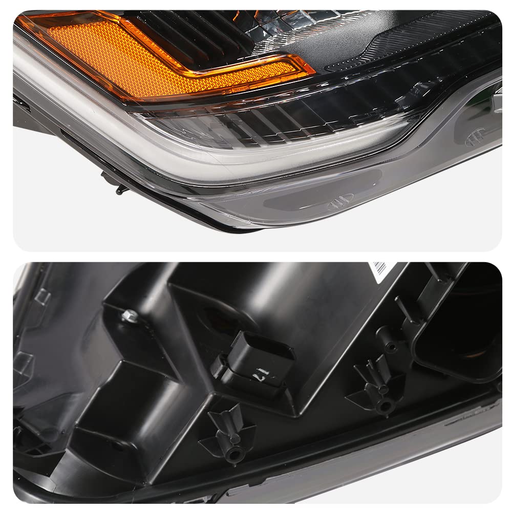 BoardRoad Projector Headlights Headlamps Black Fits 2016-2017 Ford Explorer