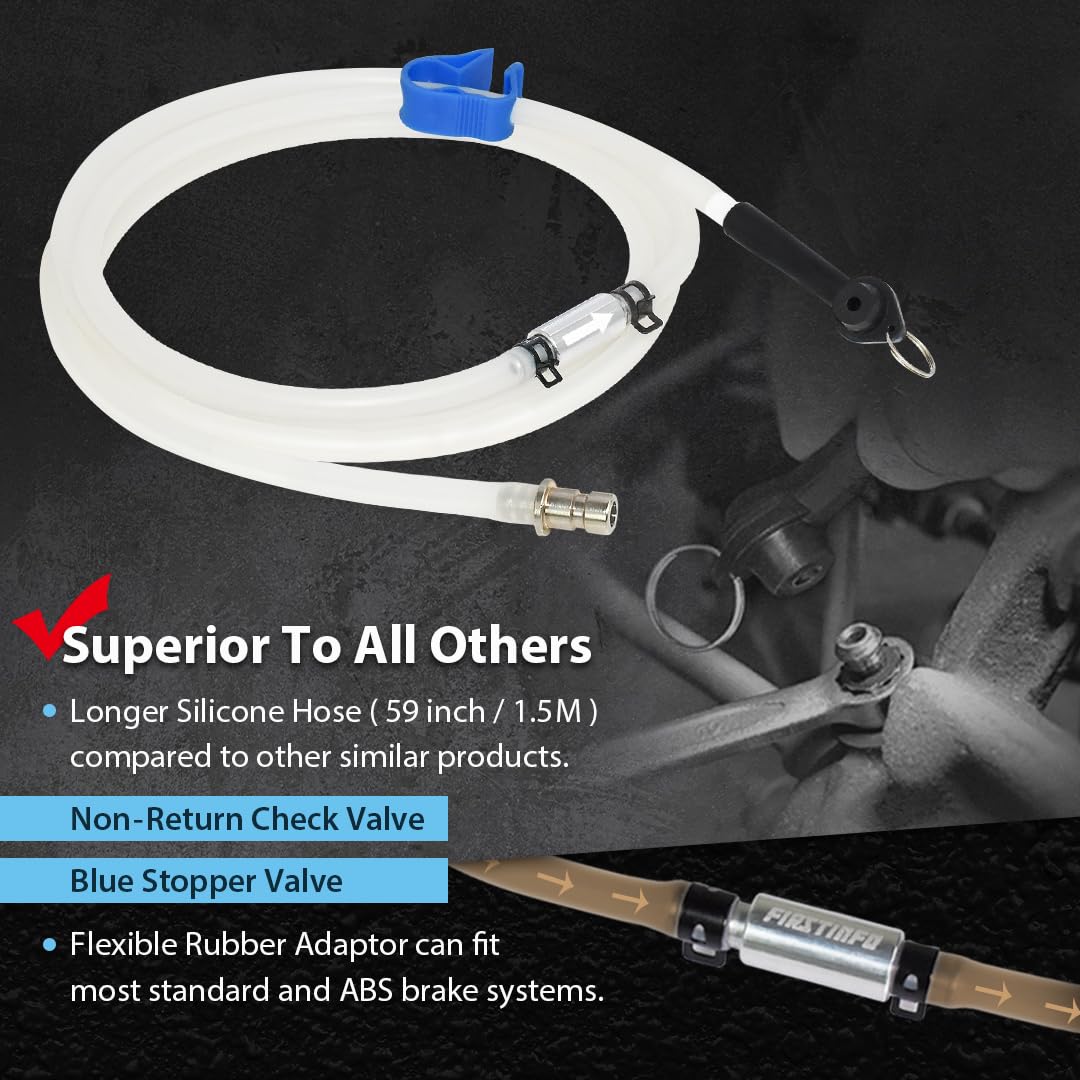 FIRSTINFO A1151G Brake Bleeding Hose 59in Silicone w/ One Way Check Valve