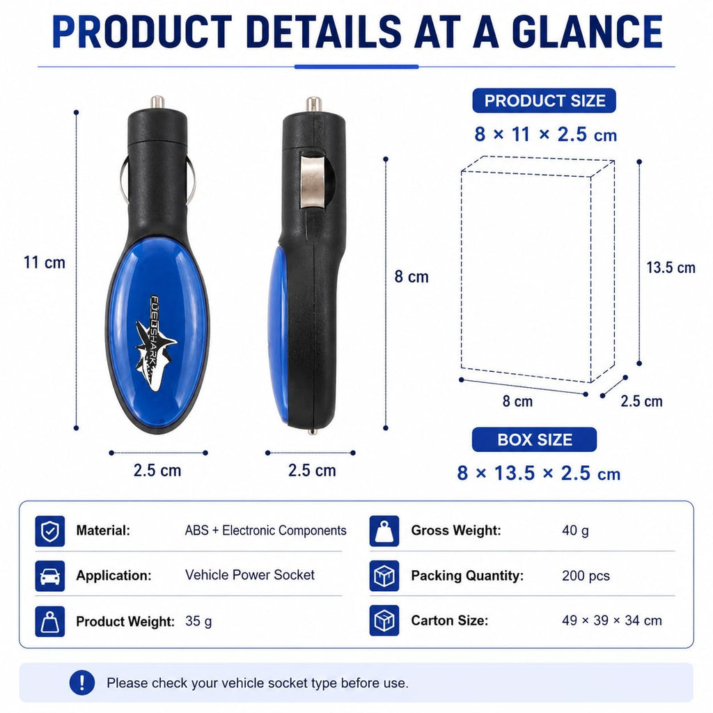 Amavheaf Compact Plug-in Car Accessory, Blue Vehicle Power Socket Accessory, ABS