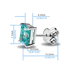 GIGAJEWE Blue Green Color Moissanite Stud Earrings Radiant Cut Moissanite
