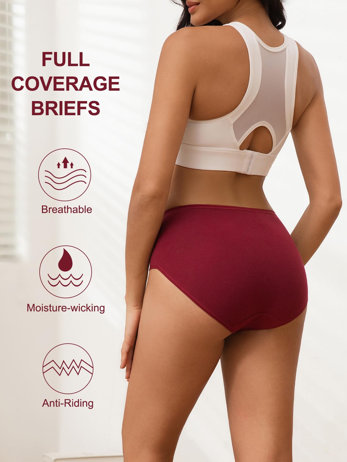 Vevmon Cotton Underwear for Women High Waisted Full Coverage Briefs Soft Ladies
