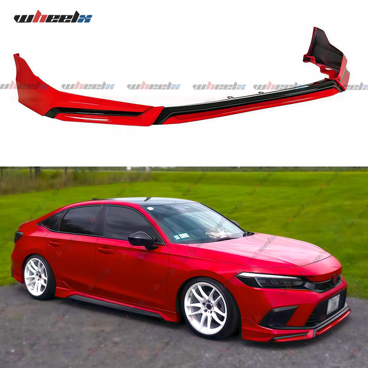 WheelX Front Lip Compatible with 2022-2024 Honda Civic, V3 Style Air Dam Lower