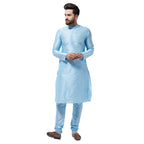 Sojanya (Since 1958 Men'S Silk Blend Sky Blue Kurta & Churidaar Pyjama Set, Size