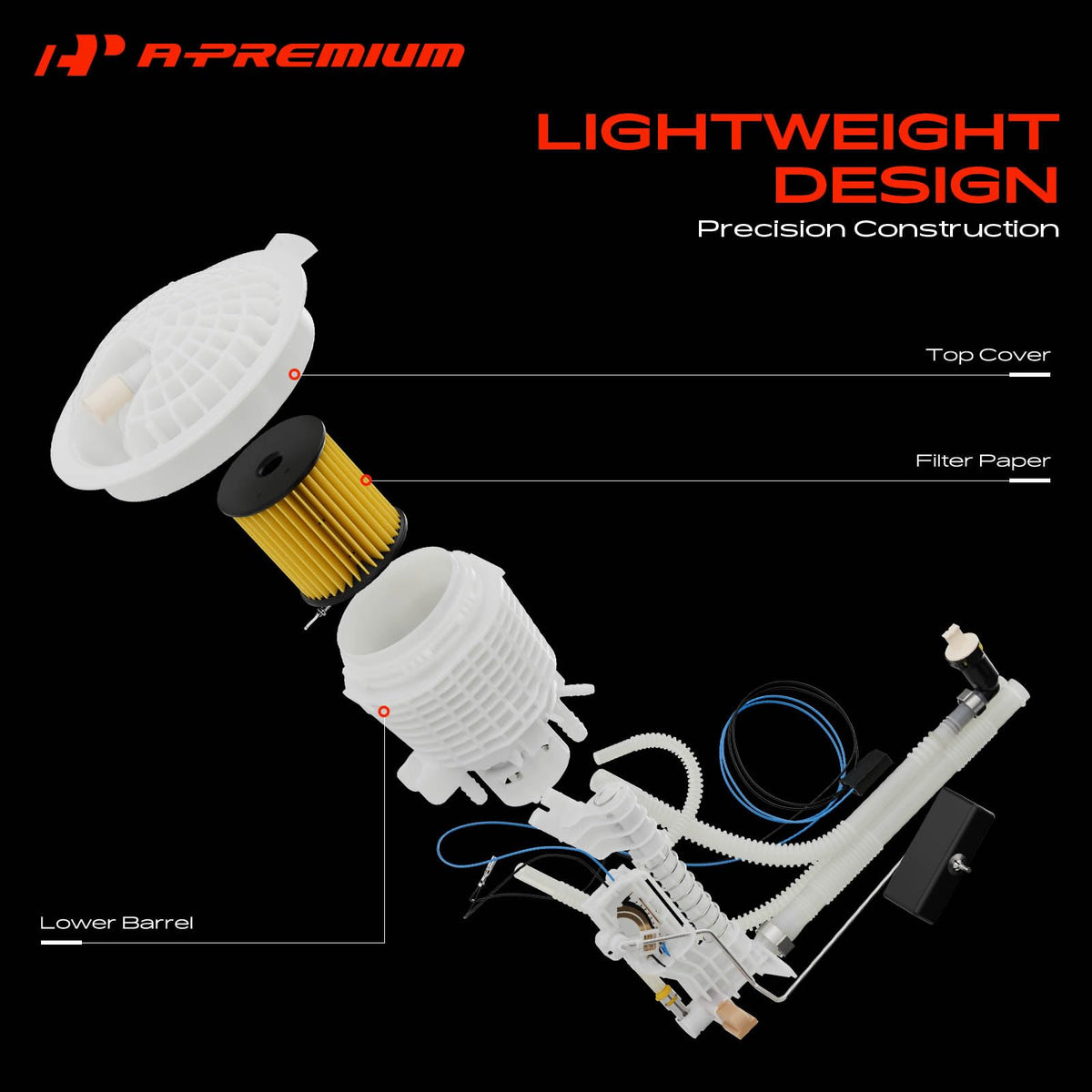 A-Premium Rear Left Fuel Filter Assembly Compatible with Mercedes-Benz