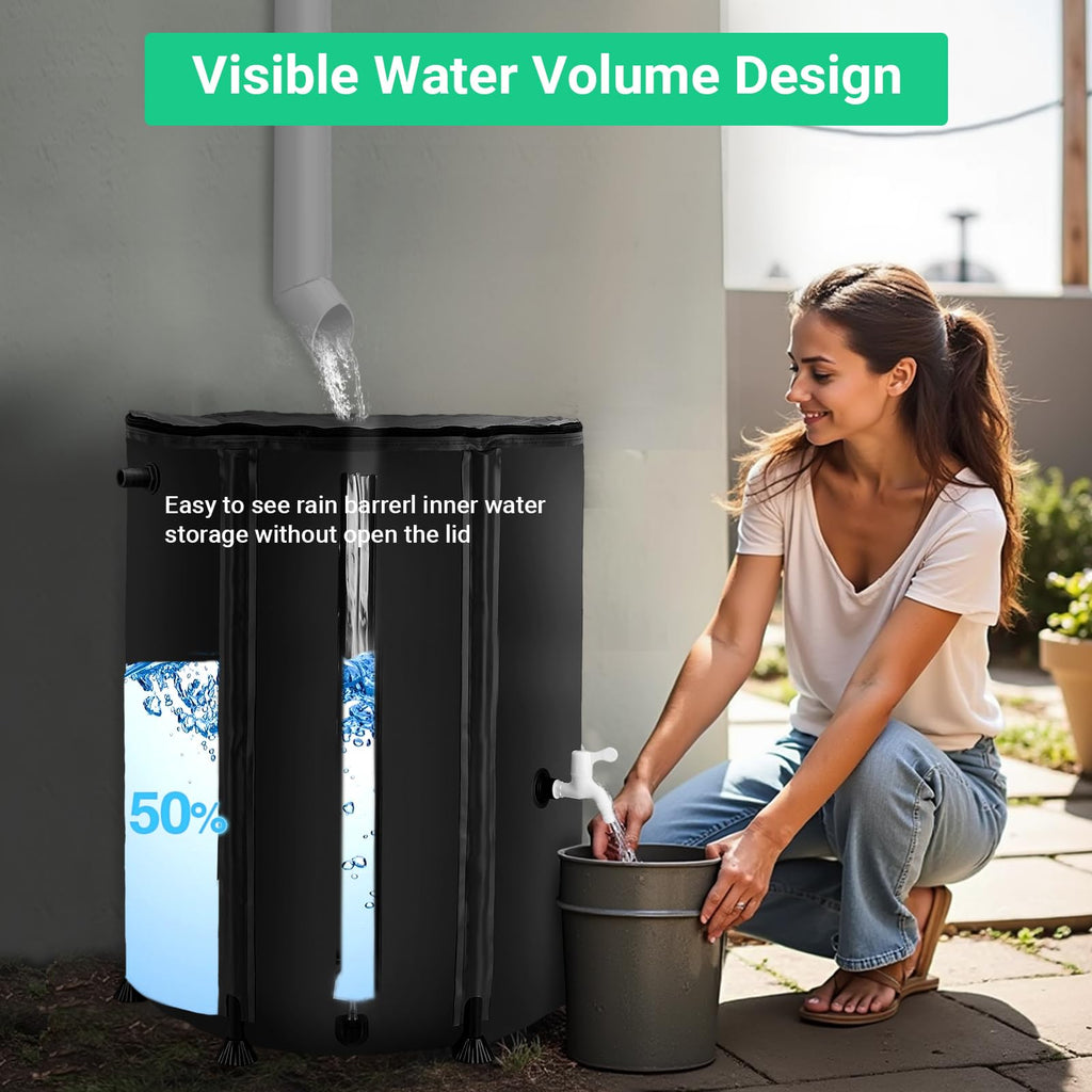 FAMIROSA 50 Gallon / 200L Rain Barrel, Collapsible Rain Barrels to Collect