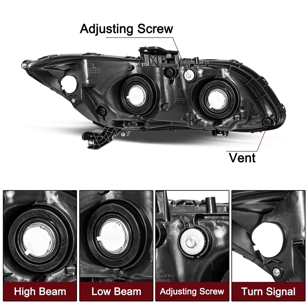Headlights Assembly for 2012-2015 Honda Civic 4Dr Sedan | 2012-2013 Honda Civic