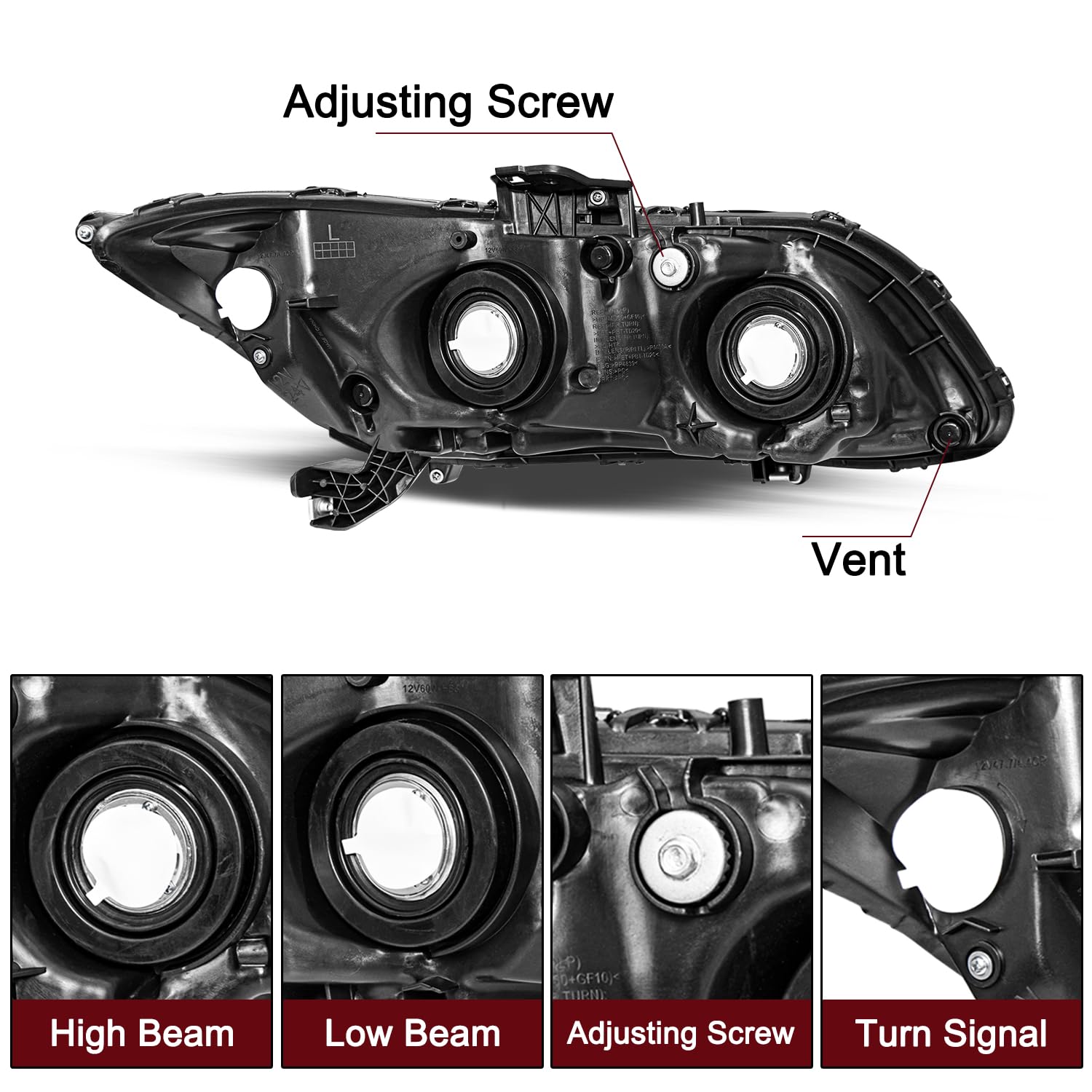 Headlights Assembly for 2012-2015 Honda Civic 4Dr Sedan | 2012-2013 Honda Civic