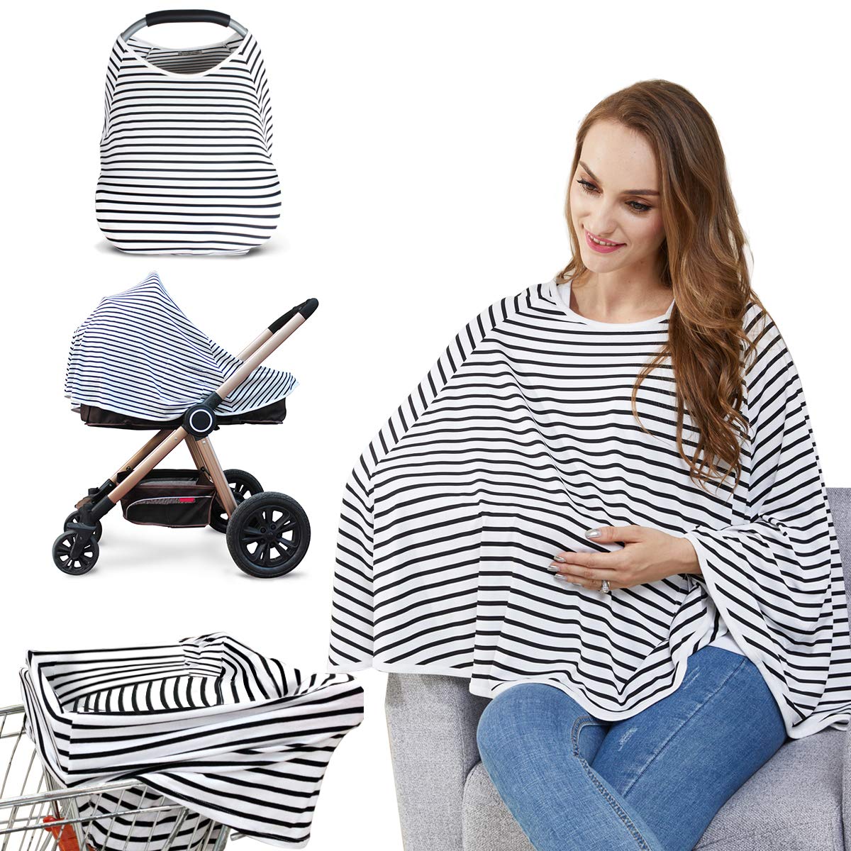 Baby Nursing Poncho Cover Breastfeeding Car Seat Canopy Stroller Cart Cover