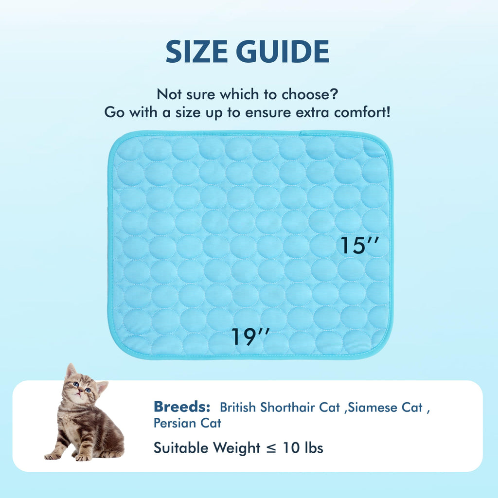 MICROCOSMOS Summer Cooling Mat & Sleeping Pad- Water Absorption Top, Materials Safe, Easy Carry, EZ Clean. Keep Cooling for Pets, Kids and Adults.(Blue, 19" x 15")