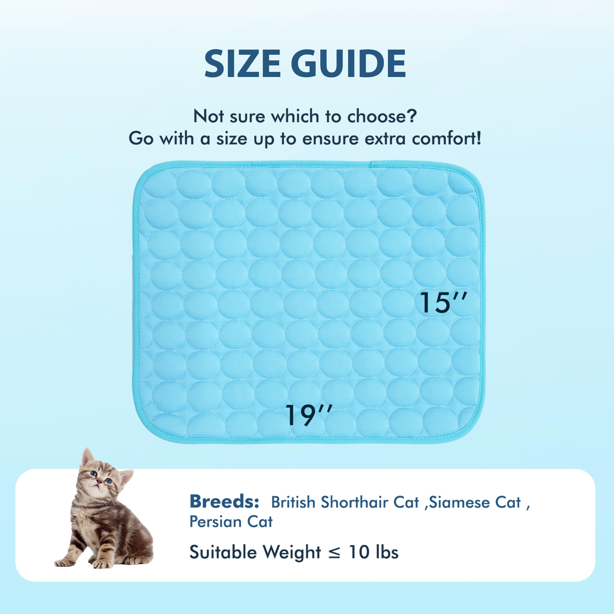 MICROCOSMOS Summer Cooling Mat & Sleeping Pad- Water Absorption Top, Materials Safe, Easy Carry, EZ Clean. Keep Cooling for Pets, Kids and Adults.(Blue, 19" x 15")