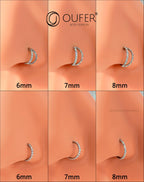 OUFER 2PCS Opal Nose Rings Hoops, 20G 7MM Single and Double Hoop Nose Rings for