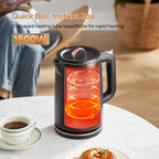 OLEGA 1.8L Electric Kettle 1500W Stainless Steel Tea Water Boiler Black