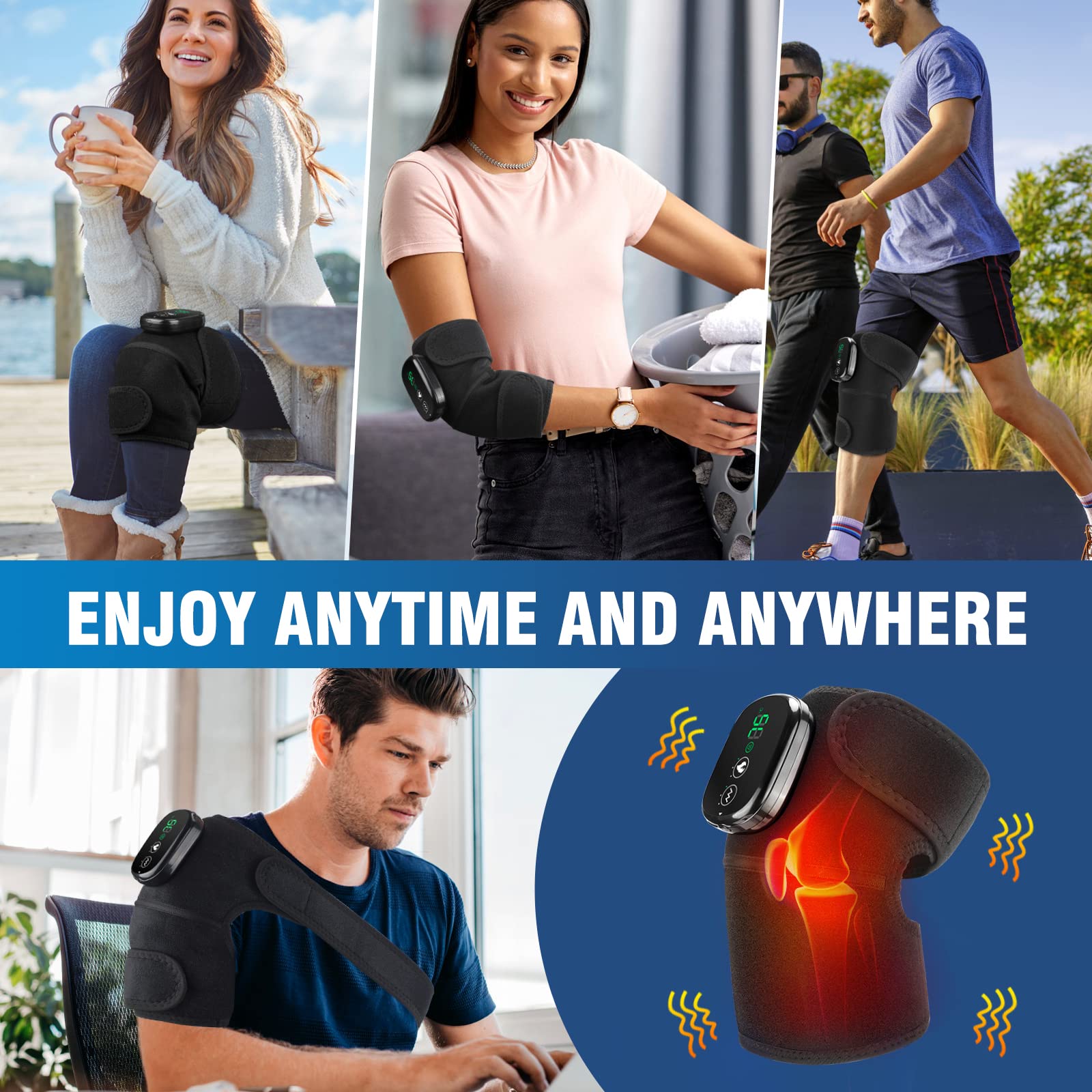 MOAJAZA Knee Massager w/ Heat & Vibration Heated Brace Arthritis Relief