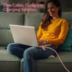 MFish 240W 4-in-1 Charging Cable with Carrying Case, 6.6FT Fast Charger USB-A &
