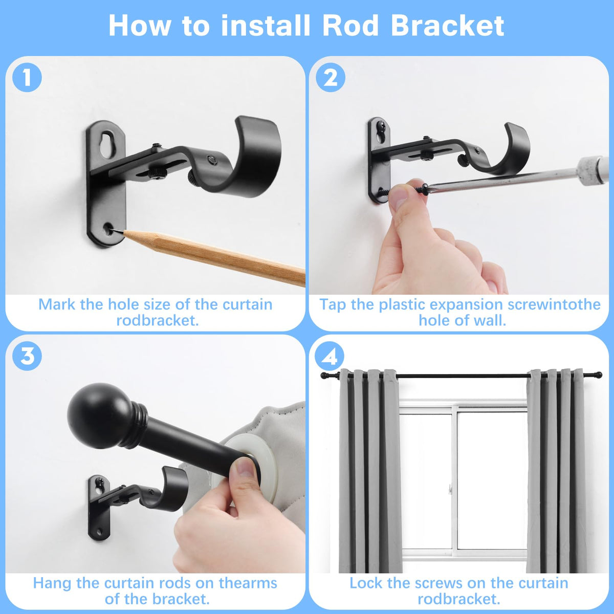 AMZSEVEN Curtain Rods for Windows 16 to 48 Inches, Curtain Rod Max Adjustable