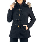 Alpine Swiss Duffy Womens Wool Blend Toggle Coat Removable Faux Fur Hood Classic