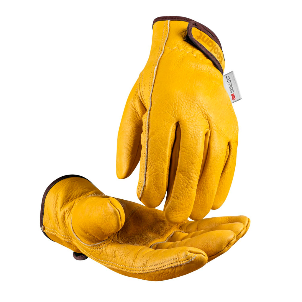 2 Pairs Winter Leather Work Gloves, Warm Thinsulate Lining for Cold Weather